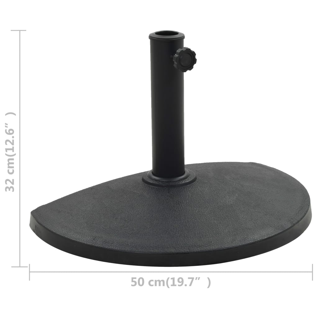 Parasol Base Half Round Polyresin 19.8 lb Black