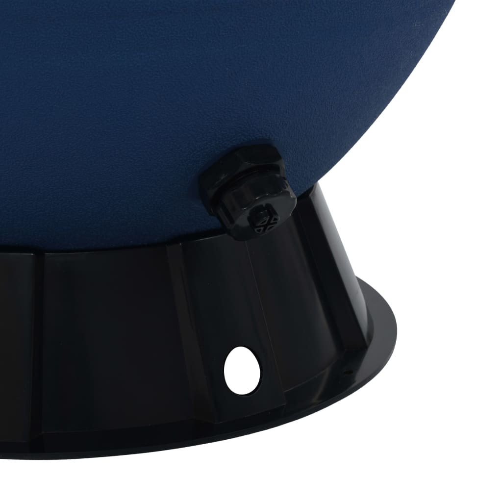 Blue Bostome pool sand filter with 6-position valve on black base.