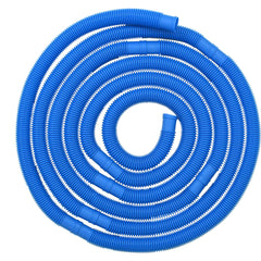 A coiled blue reinforced pool vacuum hose, 26.2 feet long.