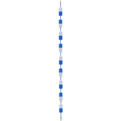 Blue and white plastic swimming pool safety divider rope with floats, 19.7 feet long.