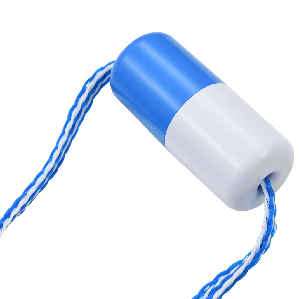 Blue and white plastic floating discs on a 19.7-foot rope for pool safety division.