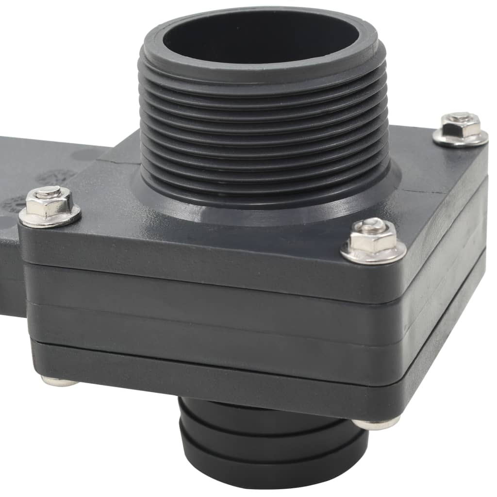 Two 1.5-inch black ABS pool gate valves with threaded and barbed fittings.