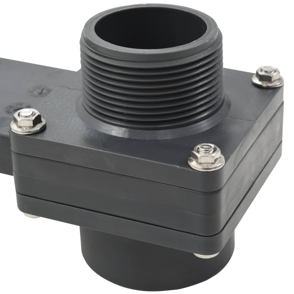 Black ABS pool gate valve with 1.5-inch threaded ports and bolts, shown in 2-pack.