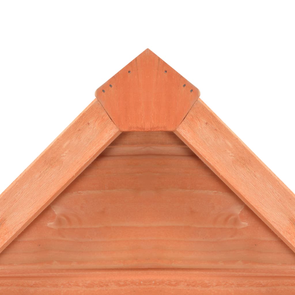 Close-up of the wooden roof gable on a garden storage shed.