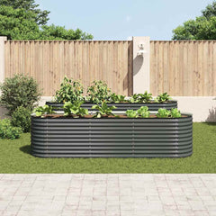 Garden Raised Bed Grey Galvanized Steel 126.0 x 31.9 x 31.9 in