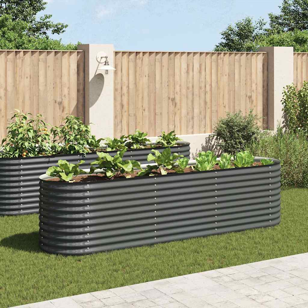 Garden Raised Bed Grey Galvanized Steel 126.0 x 31.9 x 31.9 in