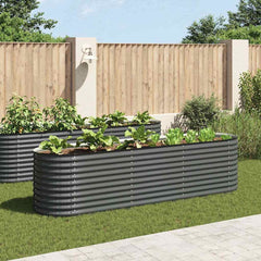 Garden Raised Bed Grey Galvanized Steel 126.0 x 31.9 x 31.9 in
