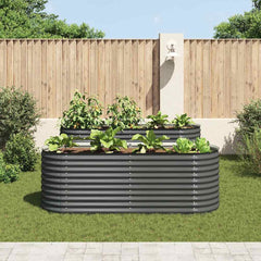 Garden Raised Bed Gray Galvanized Steel Large Durable