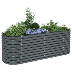 Garden Raised Bed Gray Galvanized Steel Large Durable