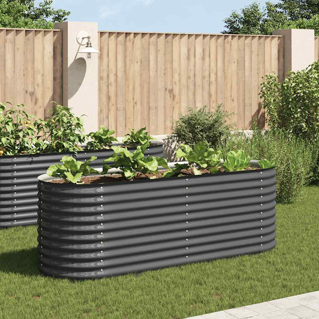Garden Raised Bed Gray Galvanized Steel Large Durable