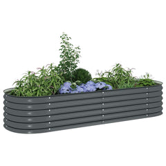 Garden Raised Bed Gray Galvanized Steel Large Durable