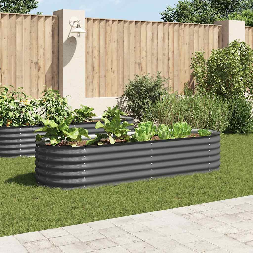 Garden Raised Bed Gray Galvanized Steel Large Durable