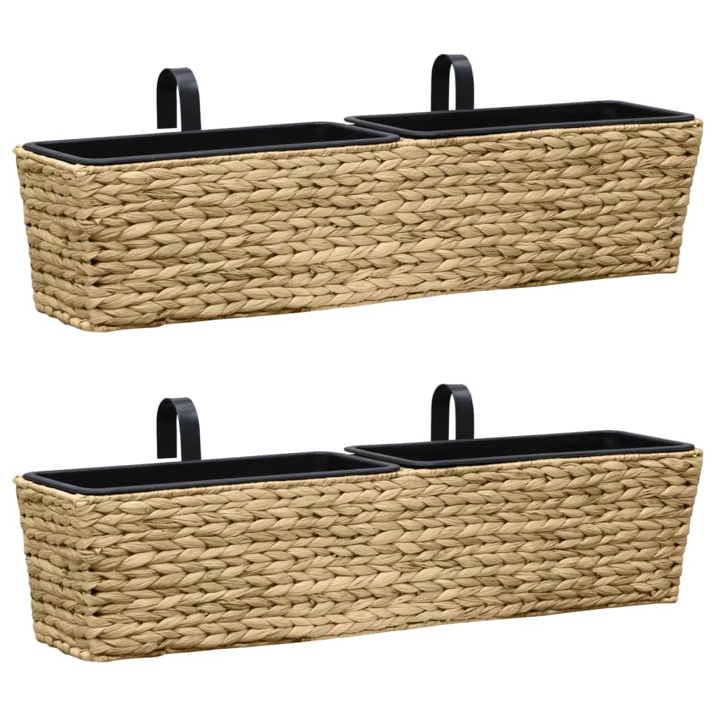 Planter Set of 2 Natural Water hyacinth and steel Medium