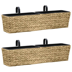 Planter Set of 2 Natural Water hyacinth and steel Medium