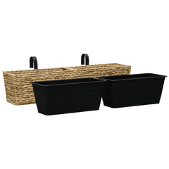 Planter Set of 2 Natural Water hyacinth and steel Medium