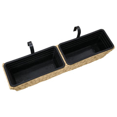 Planter Set of 2 Natural Water hyacinth and steel Medium