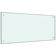 White tempered glass kitchen backsplash, 35.4x15.7 inches, heat and scratch resistant.