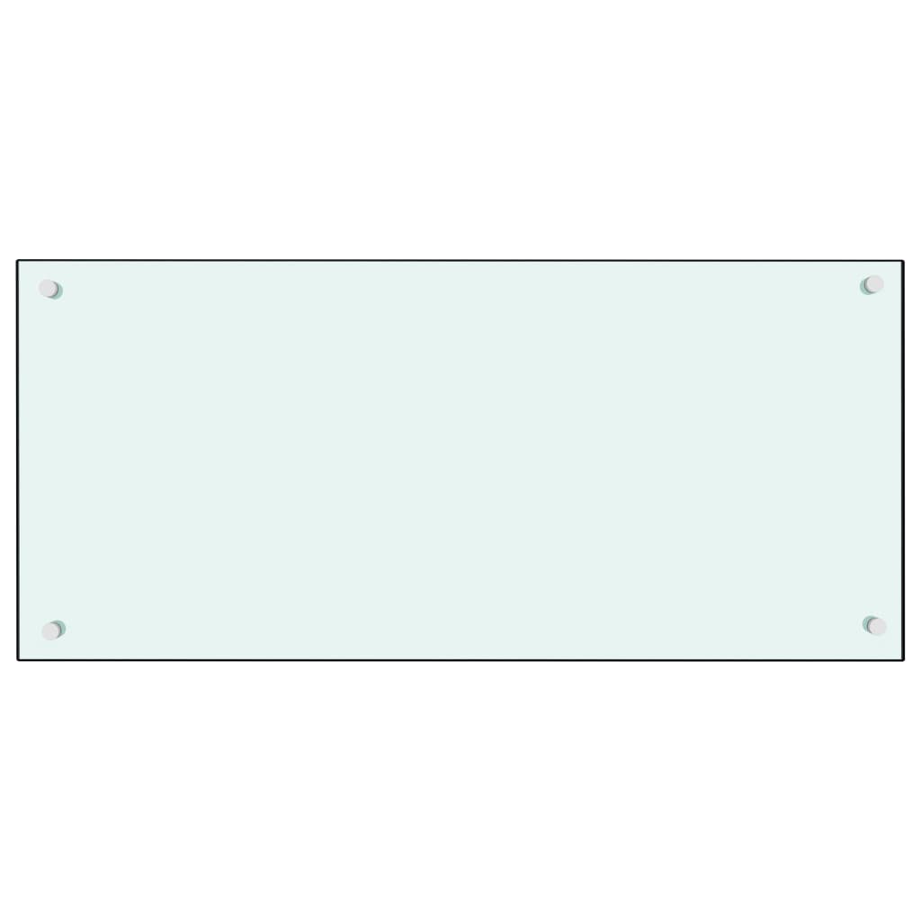 White tempered glass kitchen backsplash, 35.4x15.7 inches, heat and scratch resistant.