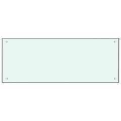 White tempered glass kitchen backsplash panel measuring 39.4x15.7 inches.