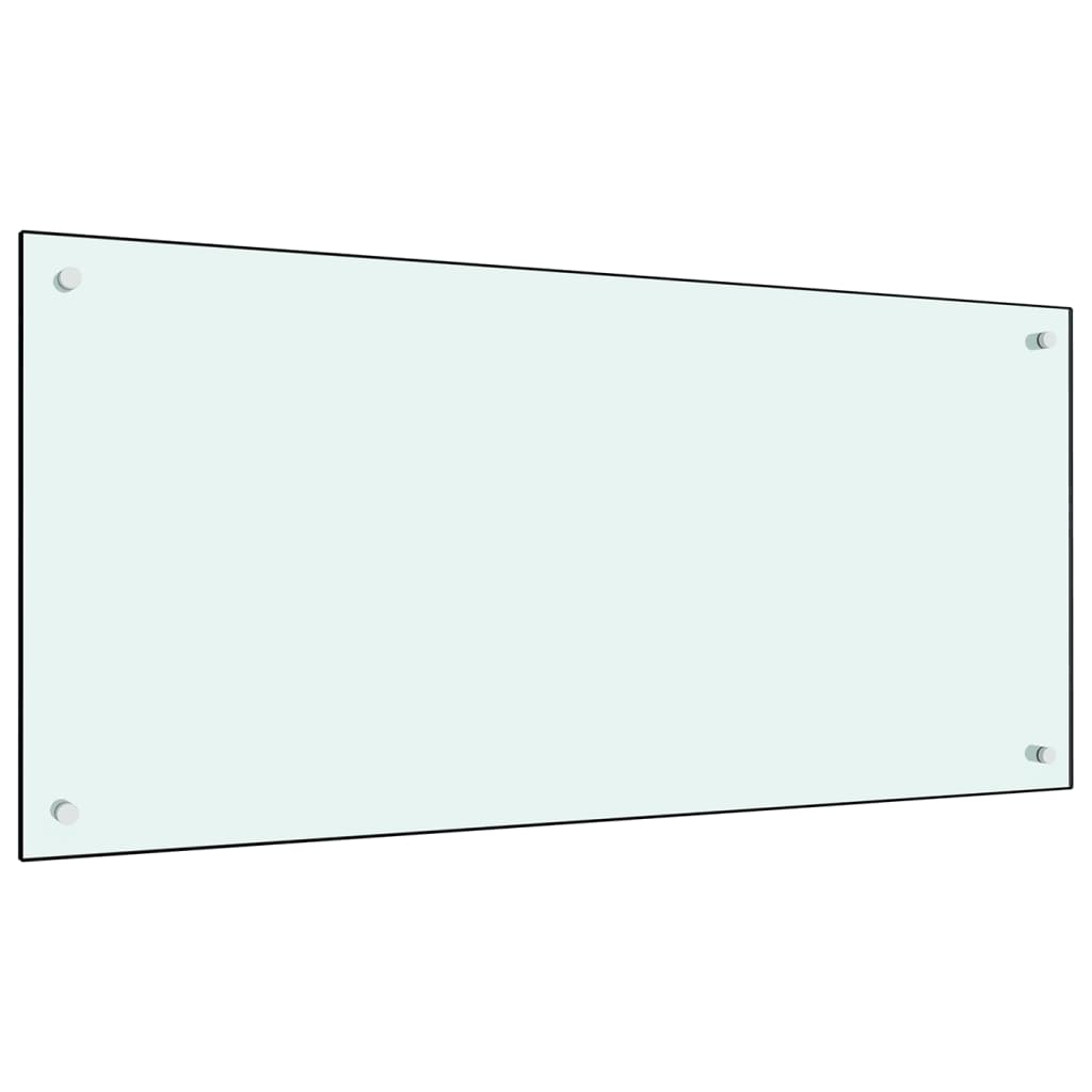 White tempered glass kitchen backsplash measuring 39.4"x19.7" with a sleek design.