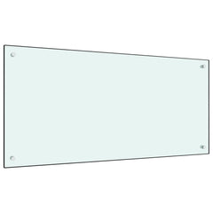 White tempered glass kitchen backsplash measuring 39.4"x19.7" with a sleek design.