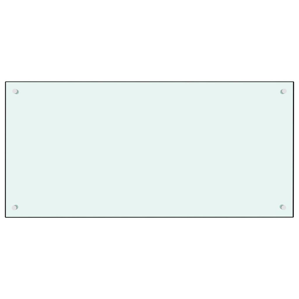 White tempered glass kitchen backsplash measuring 39.4"x19.7" with a sleek, modern design.