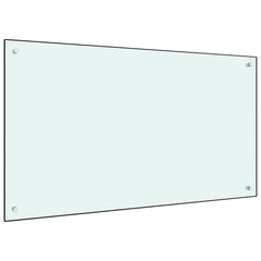 White tempered glass kitchen backsplash panel, measuring 39.4"x23.6", with a sleek finish.