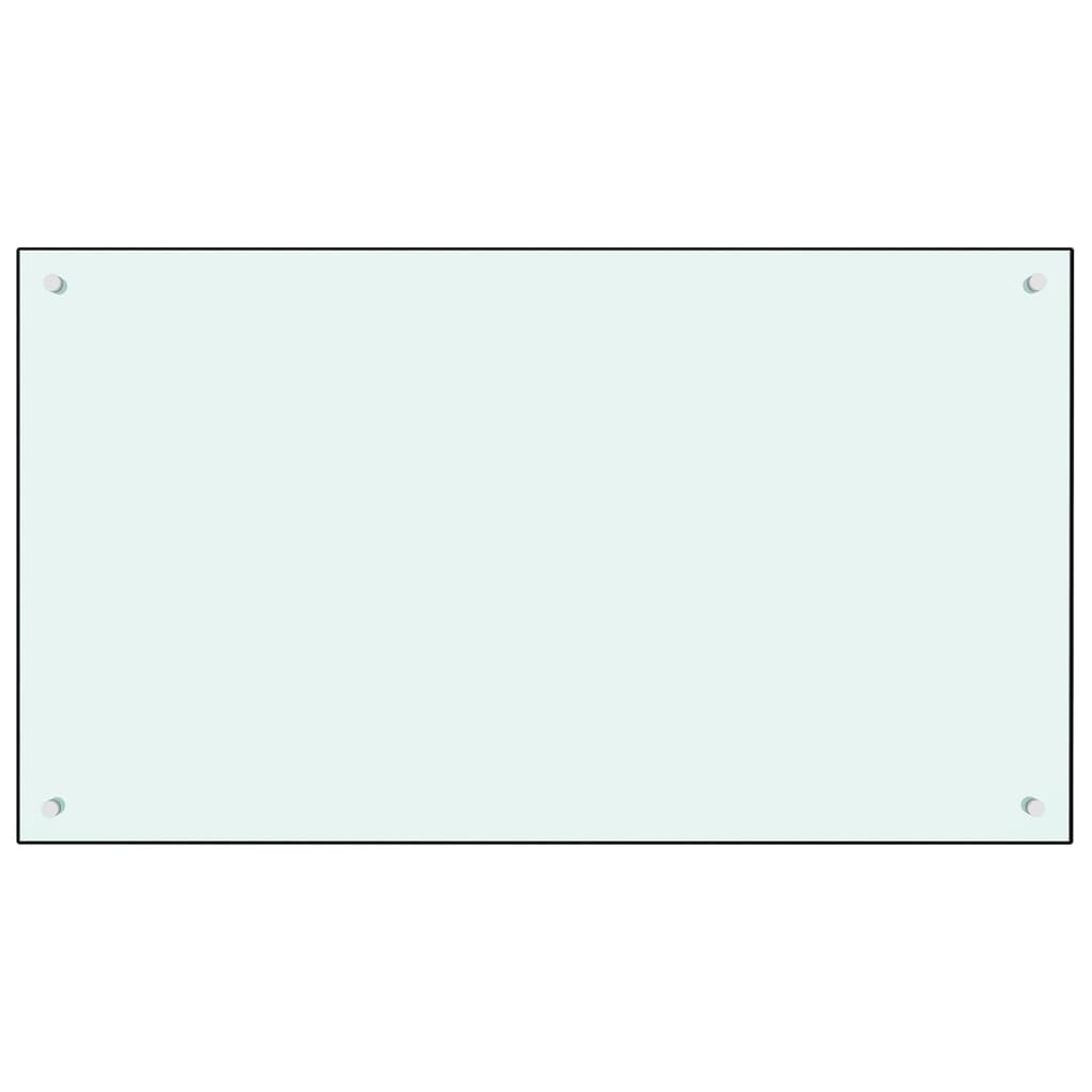White tempered glass kitchen backsplash, measuring 39.4"x23.6", with a sleek finish.