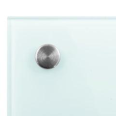 White tempered glass kitchen backsplash measuring 39.4"x23.6" with a sleek, modern design.