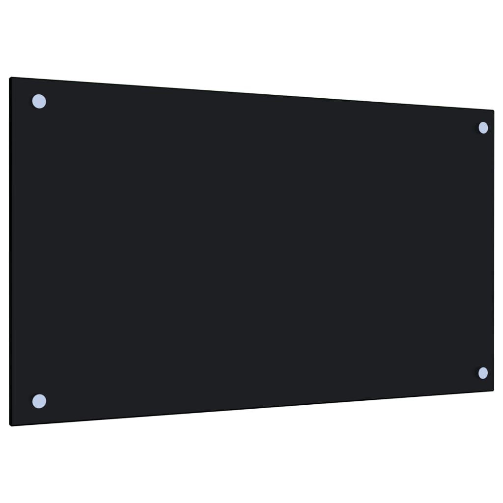 Kitchen Backsplash Black 27.6x15.7 Tempered Glass