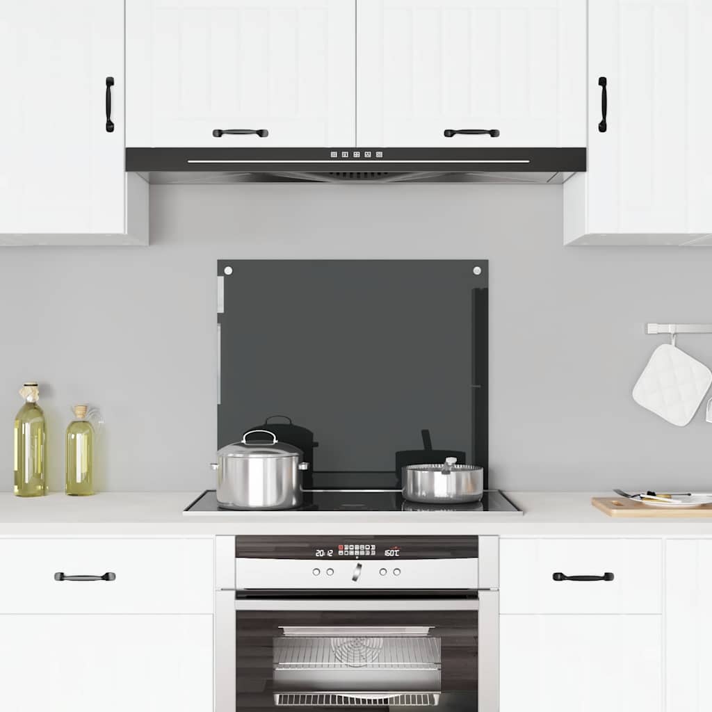 Kitchen Backsplash Black 27.6x23.6 Tempered Glass