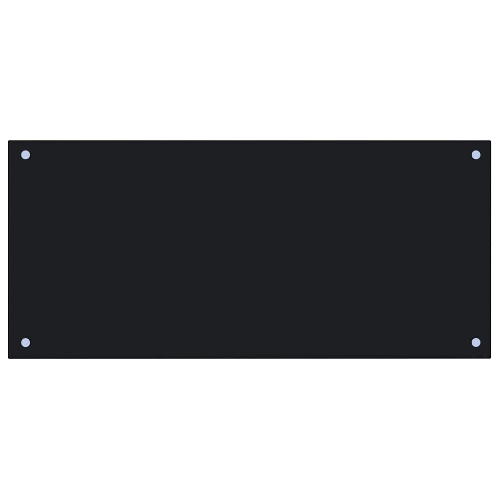 Black tempered glass kitchen backsplash measuring 35.4"x15.7" with a sleek design.