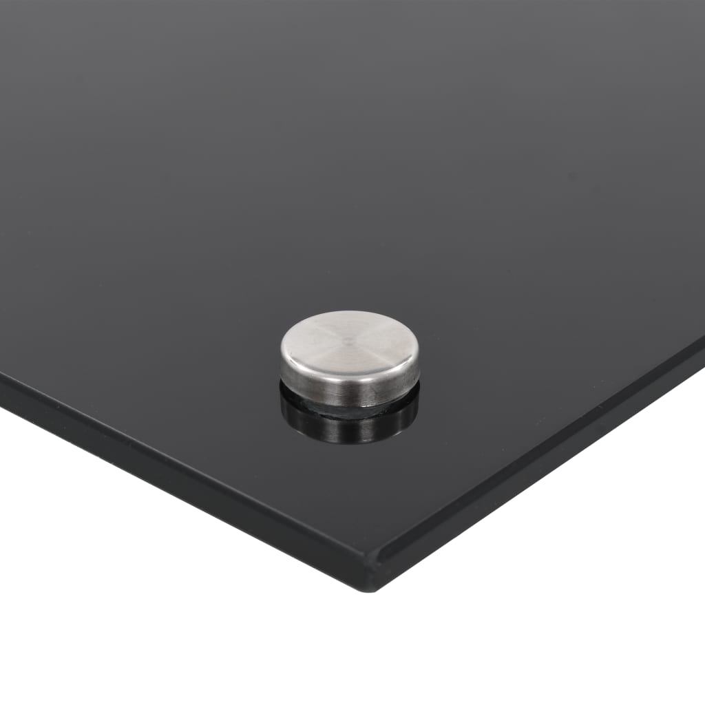 Black tempered glass kitchen backsplash measuring 35.4"x15.7" with a sleek design.