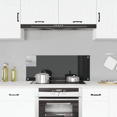 Kitchen Backsplash Black 39.4x15.7 Tempered Glass