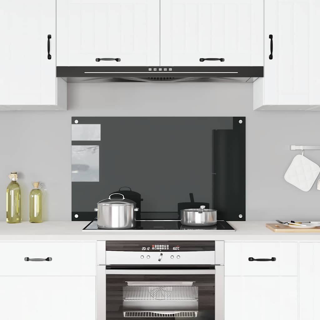 Kitchen Backsplash Black 39.4x23.6 Tempered Glass