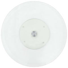 Transparent tempered glass serving plate with a 23.6-inch diameter and rotating base.