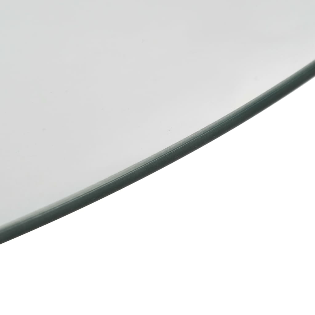 Transparent tempered glass rotating serving plate, 23.6 inches with a sturdy base.