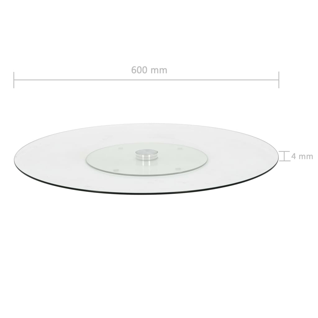 Transparent tempered glass rotating serving plate, 23.6 inches in diameter.