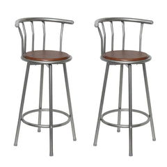 Bar Stool Set of 2 Brown MDF, Steel Standard Swivel Bar Stool