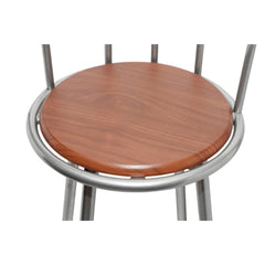 Bar Stool Set of 2 Brown MDF, Steel Standard Swivel Bar Stool