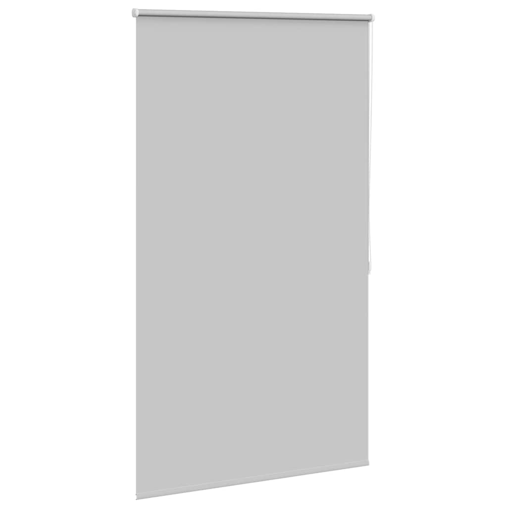 Gray blackout roller blind with white chain, 31.5 by 68.9 inches, for light blocking.