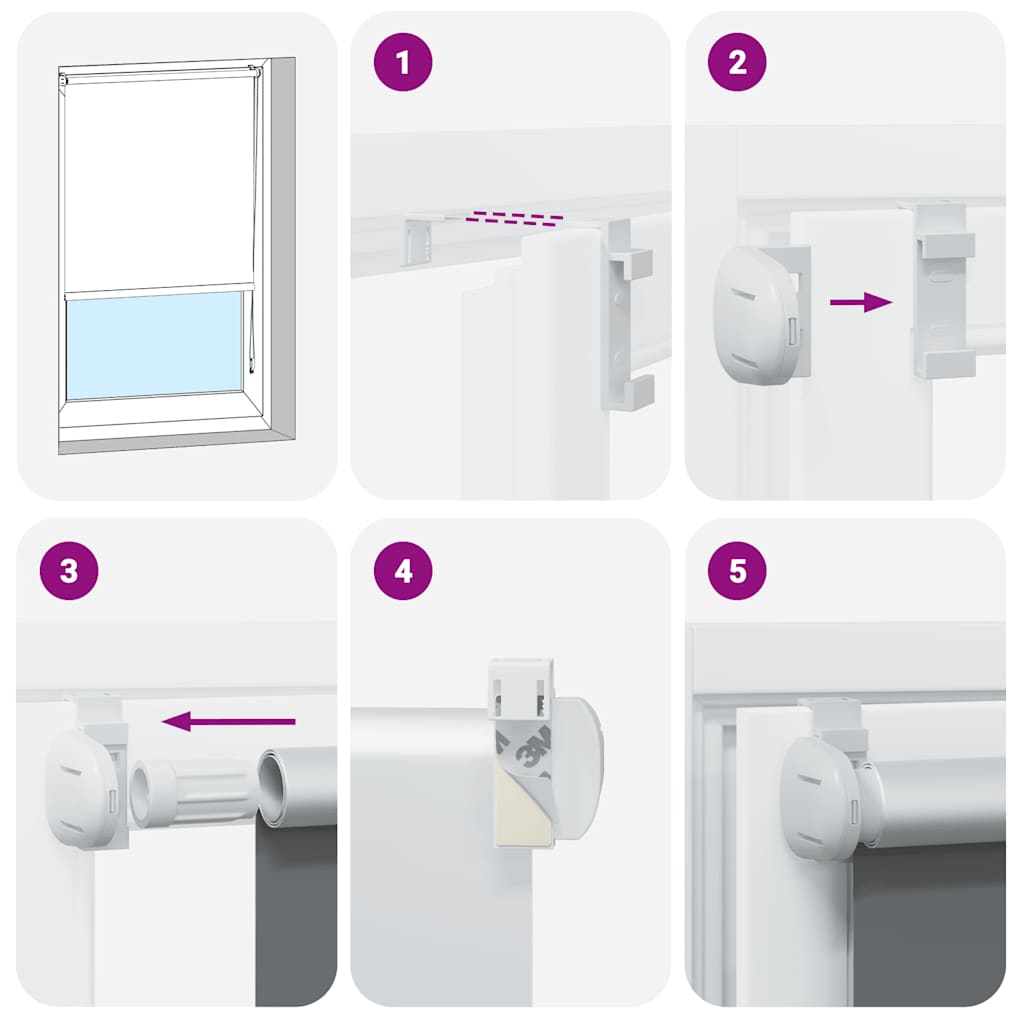 Gray blackout roller blind with white chain and mounting brackets, sized 31.5 by 68.9 inches.