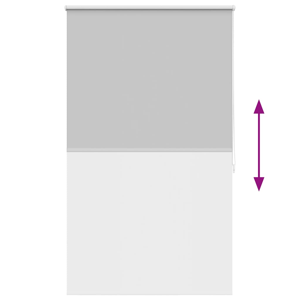 Gray blackout roller blind, 31.5 by 68.9 inches, with height measurement arrows.