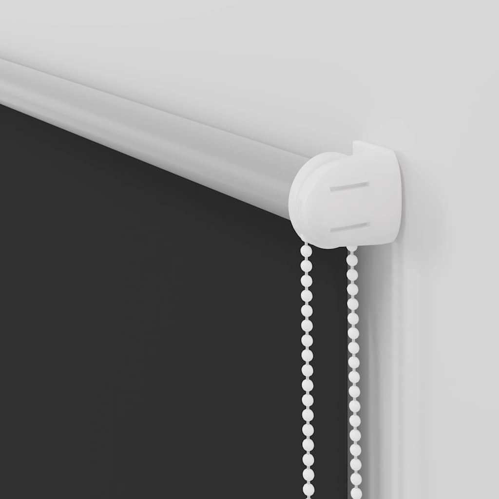 Black blackout roller blind, 31.5x68.9 inches, with white chain and end cap.