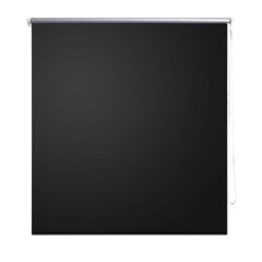 Black blackout roller blind, 39.4x68.9 inches, mounted on a window.