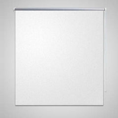 White Bostome blackout roller blind, 31.5x90.6 inches, with pull chain.