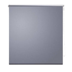 Gray blackout roller blind, 31.5x90.6 inches, with white pull chain.