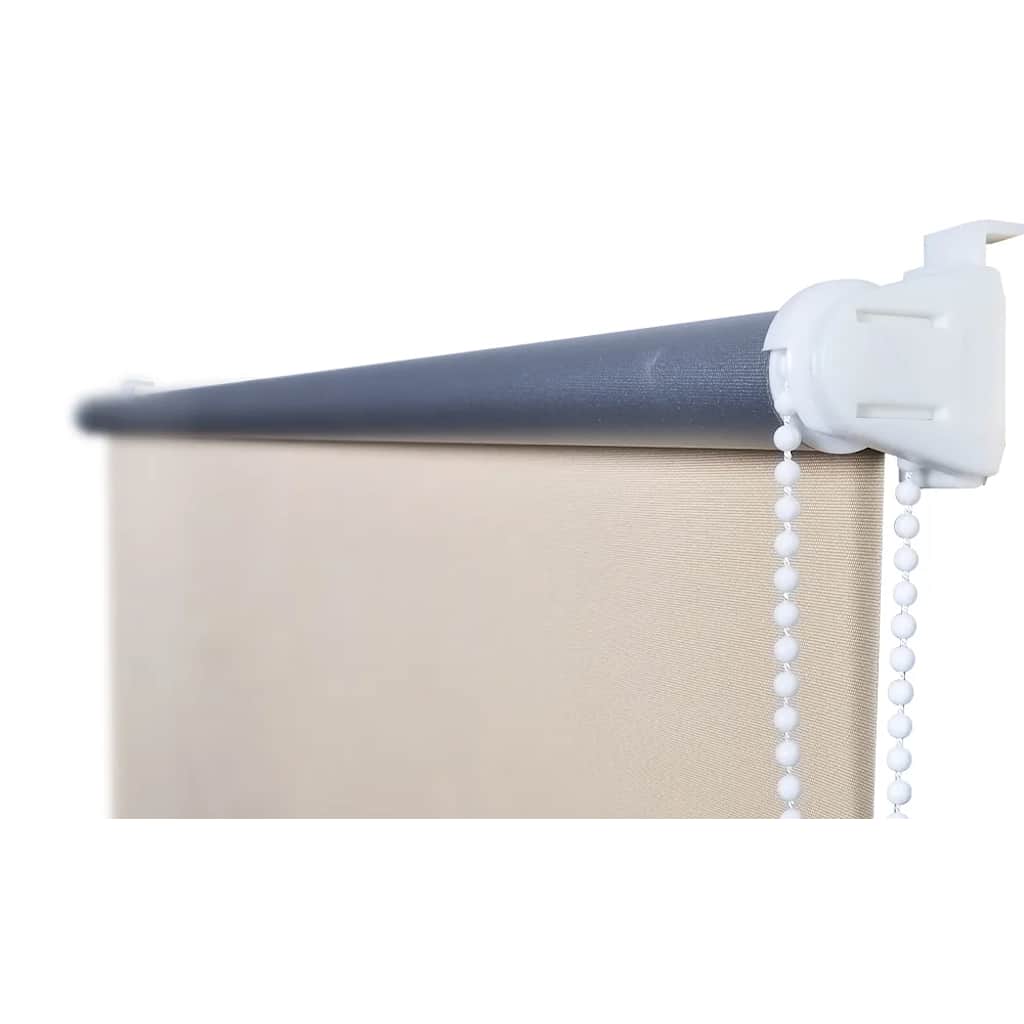 Gray blackout roller blind with white pull chain, measuring 31.5 by 90.6 inches.