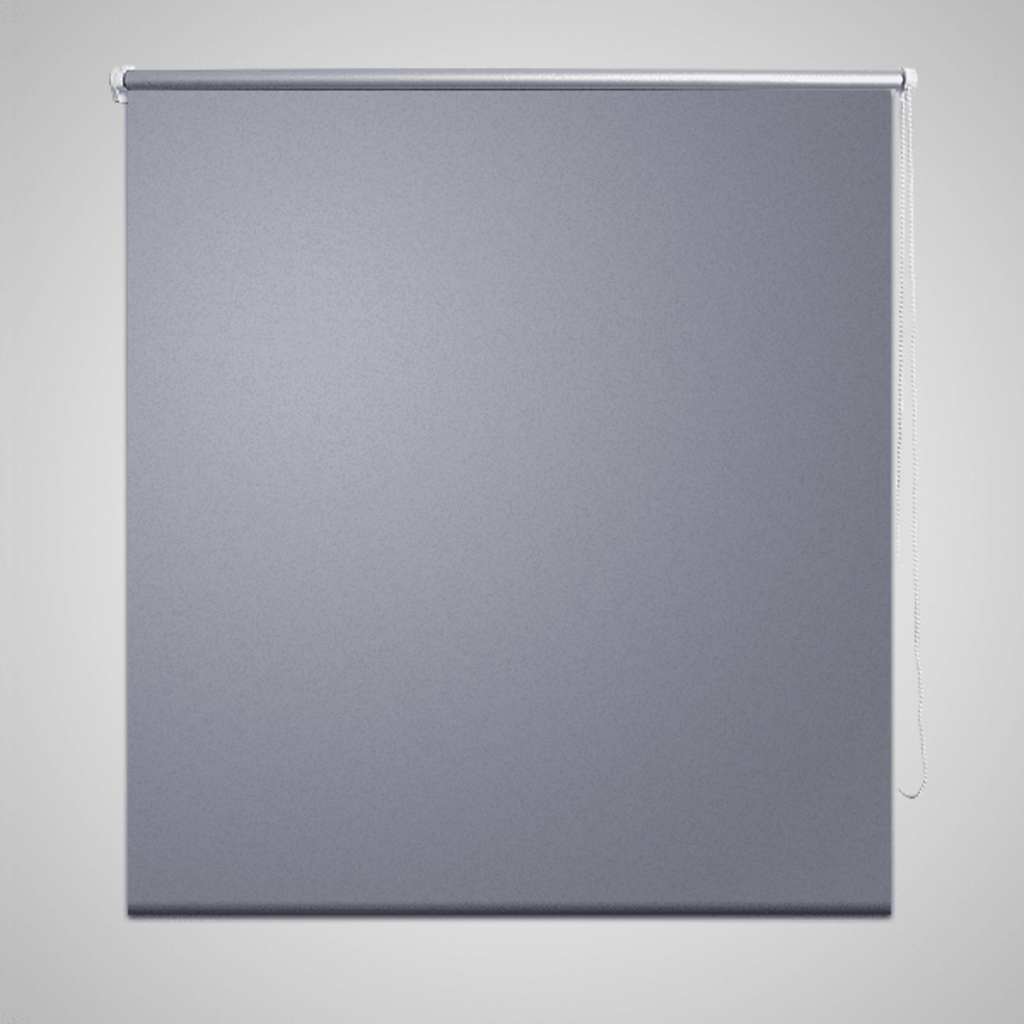 Gray blackout roller blind, 31.5x90.6 inches, with white pull chain.