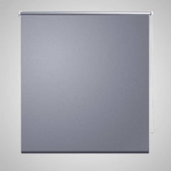 Gray blackout roller blind, 31.5x90.6 inches, with white pull chain.